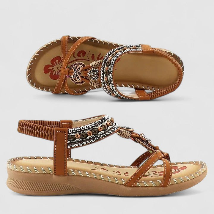 Sandales D'été Plates Pour Femme Style Bohème à Bout Ouvert