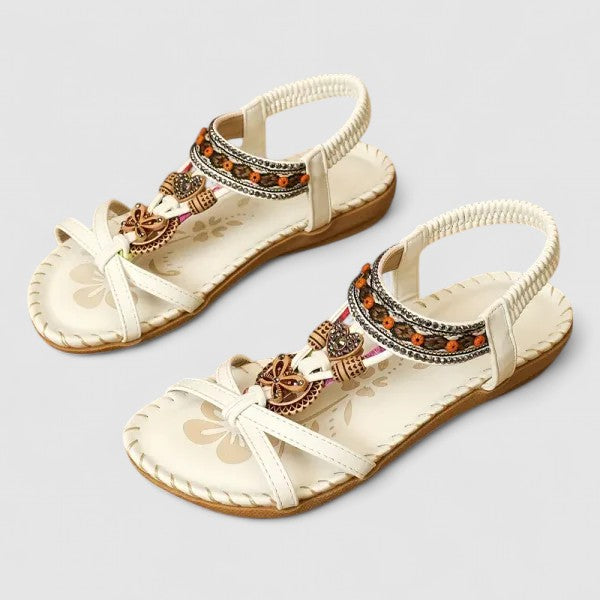 Sandales D'été Plates Pour Femme Style Bohème à Bout Ouvert