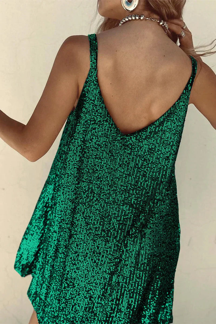 Robe Courte Pailletée Femme Bretelles Fines