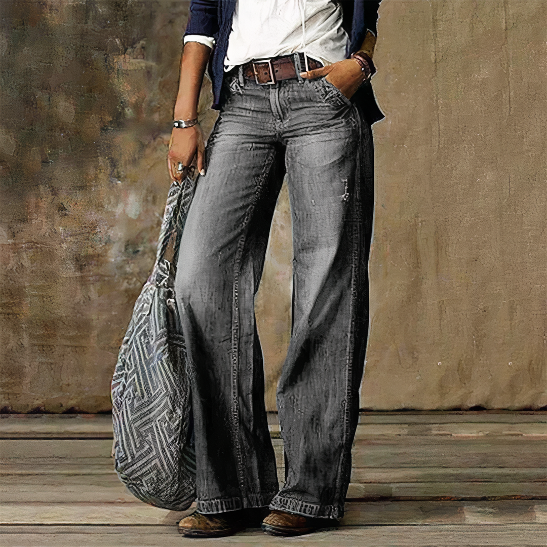 Jean Décontracté En Denim à Jambes Larges Pour Femme