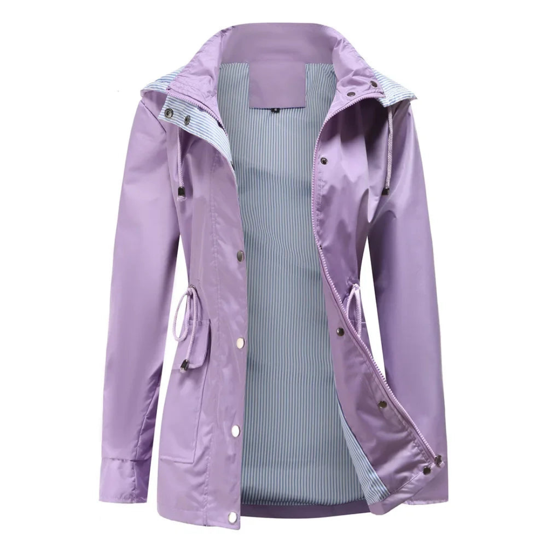 Waterproof Trench Coat with Removable Hood for Women
