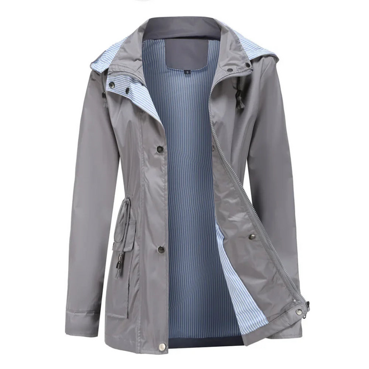 Waterproof Trench Coat with Removable Hood for Women