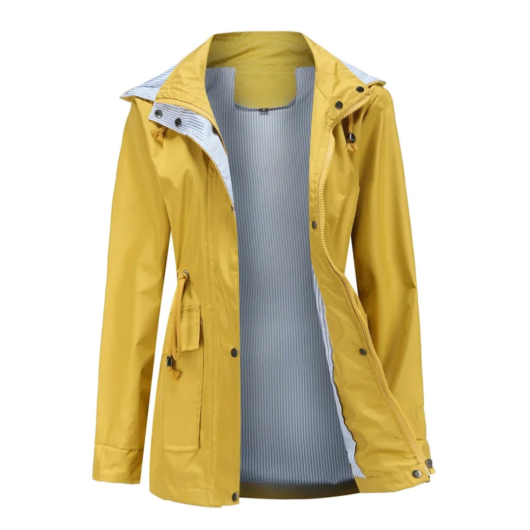 Waterproof Trench Coat with Removable Hood for Women