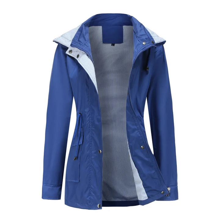 Waterproof Trench Coat with Removable Hood for Women
