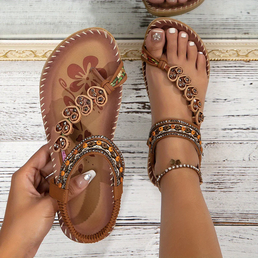 Sandales Perlées Bohèmes Femme Été
