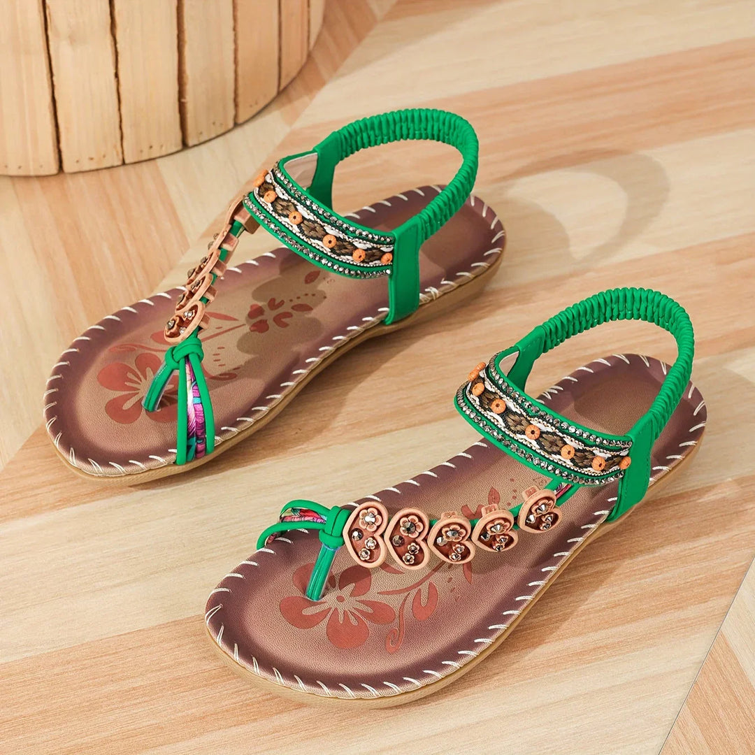 Sandales Perlées Bohèmes Femme Été