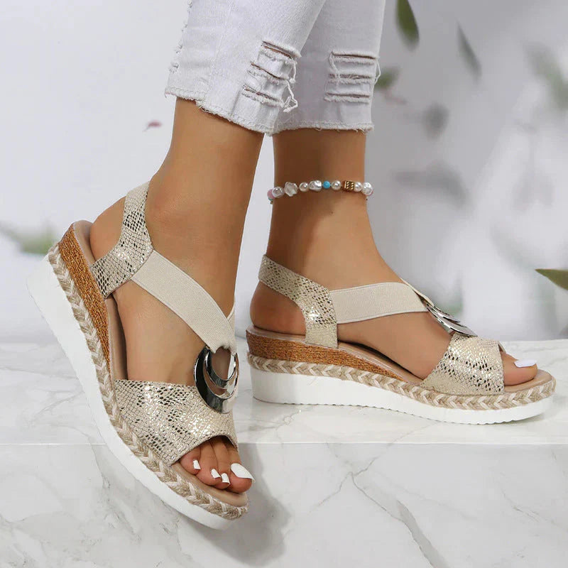 Sandales Compensées Bride Croisée Femme Été