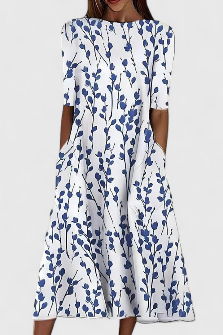 Robe Midi Coton Imprimé Botanique Femme