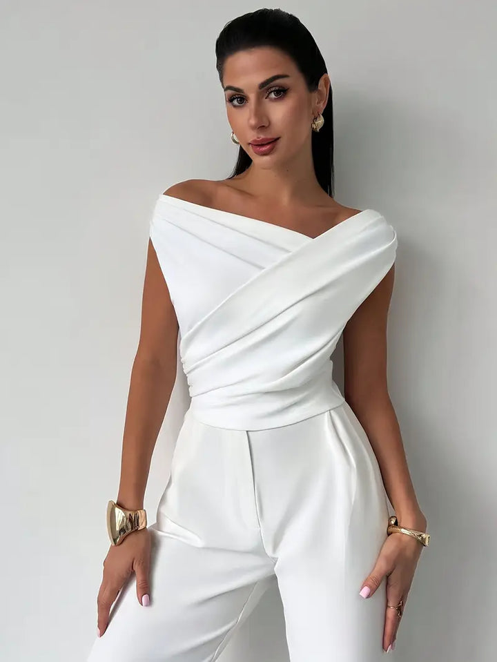 Top Épaule Drapée Femme Soirée
