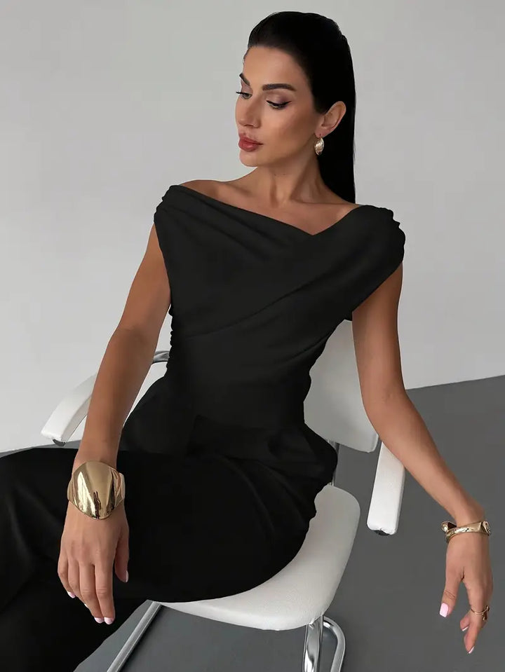 Top Épaule Drapée Femme Soirée