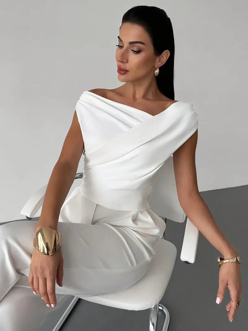 Top Épaule Drapée Femme Soirée