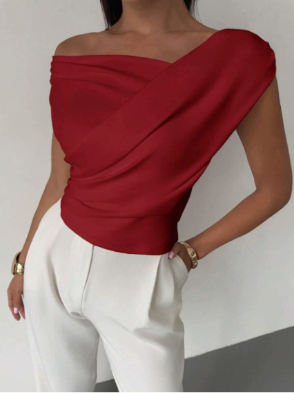 Top Épaule Drapée Femme Soirée