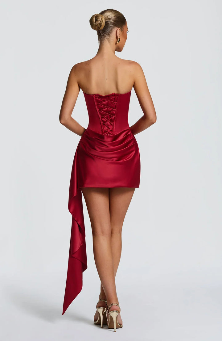 Mini-Robe Satin Femme Sans Manches Soirée