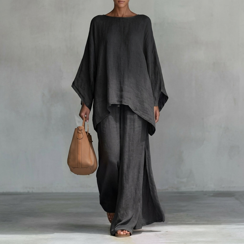 Ensemble Tunique Asymétrique et Pantalon Fluide Femme