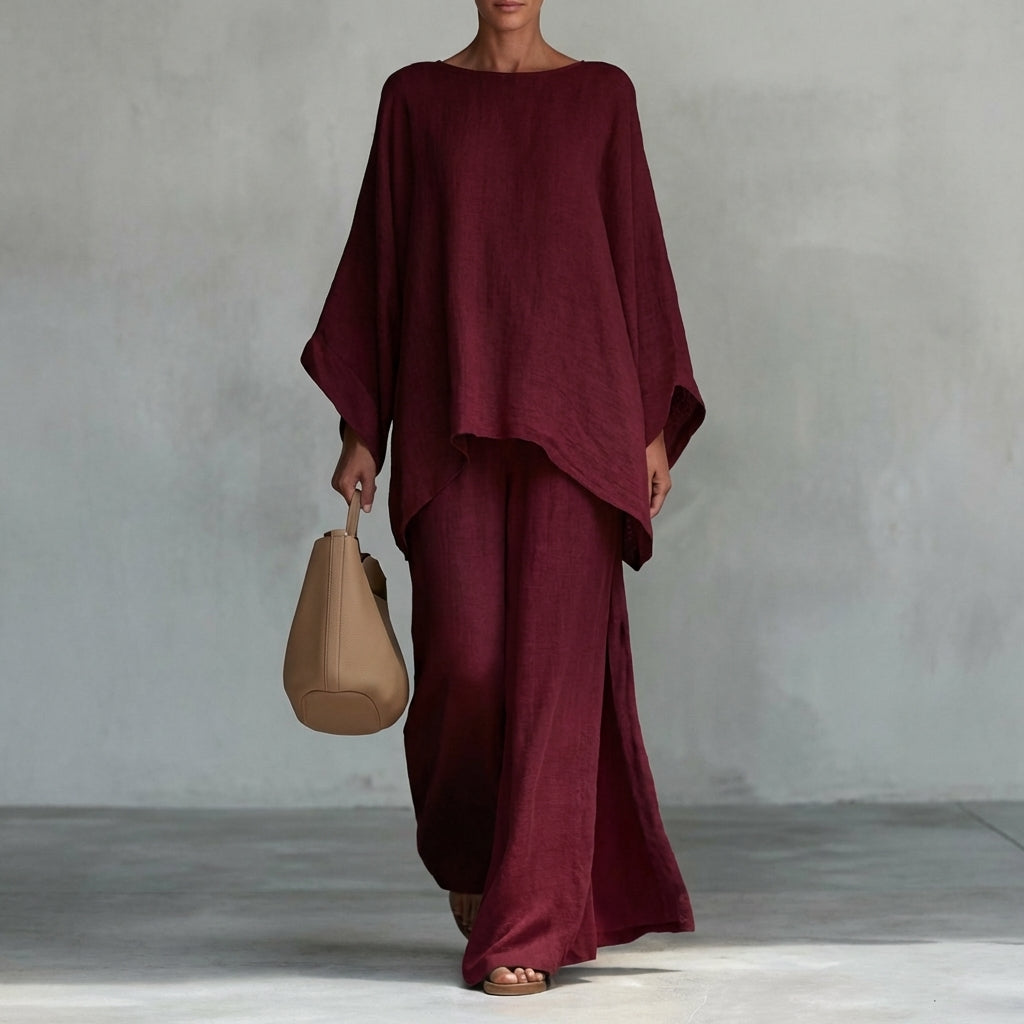 Ensemble Tunique Asymétrique et Pantalon Fluide Femme