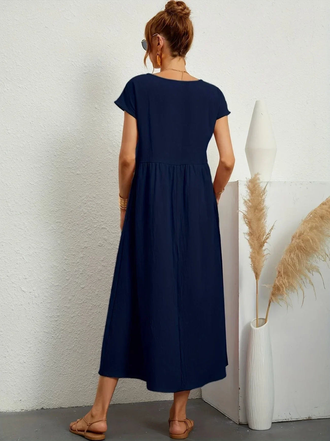 Robe Longue Ample Femme Coton Lin Été