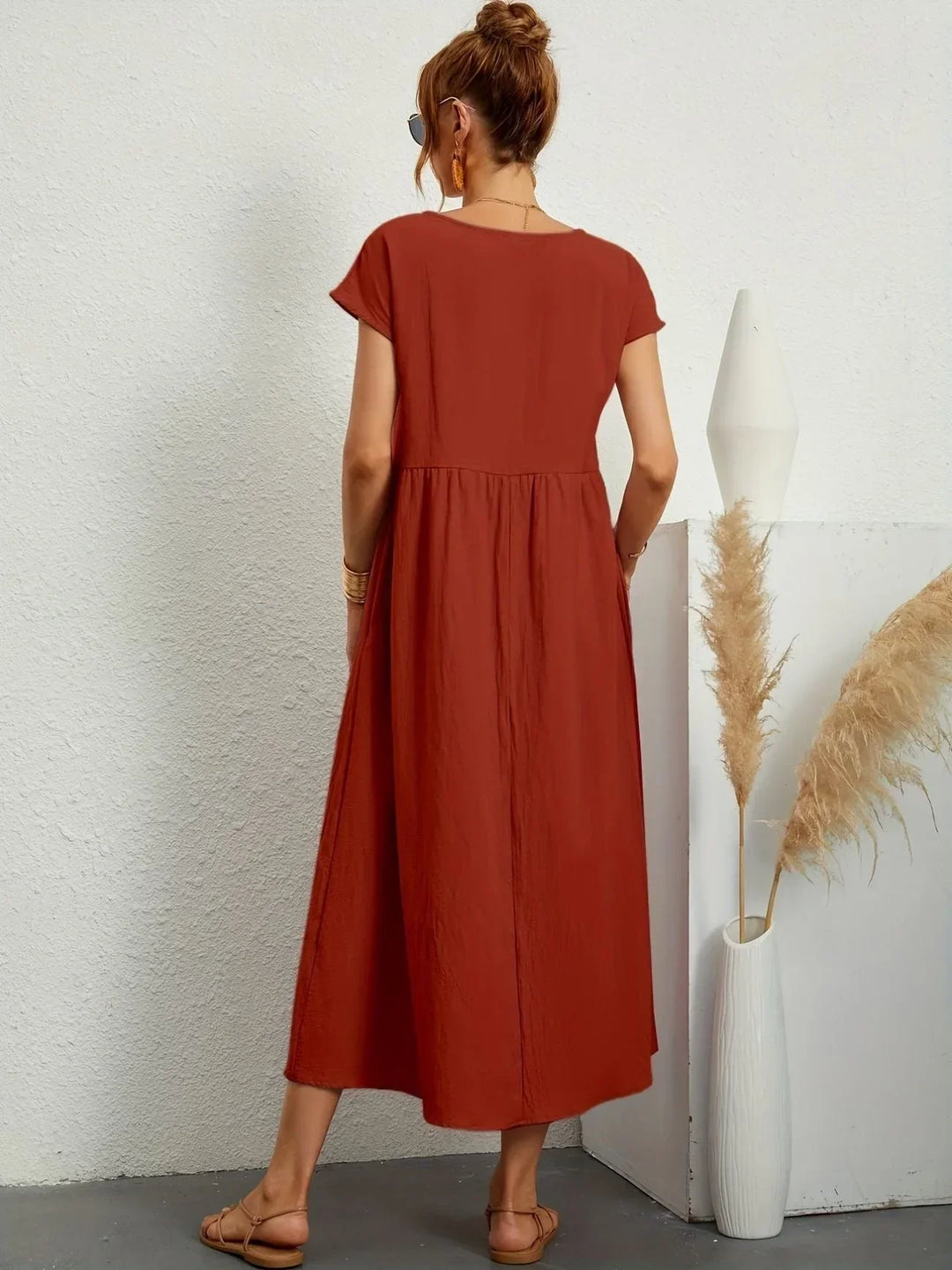 Robe Longue Ample Femme Coton Lin Été