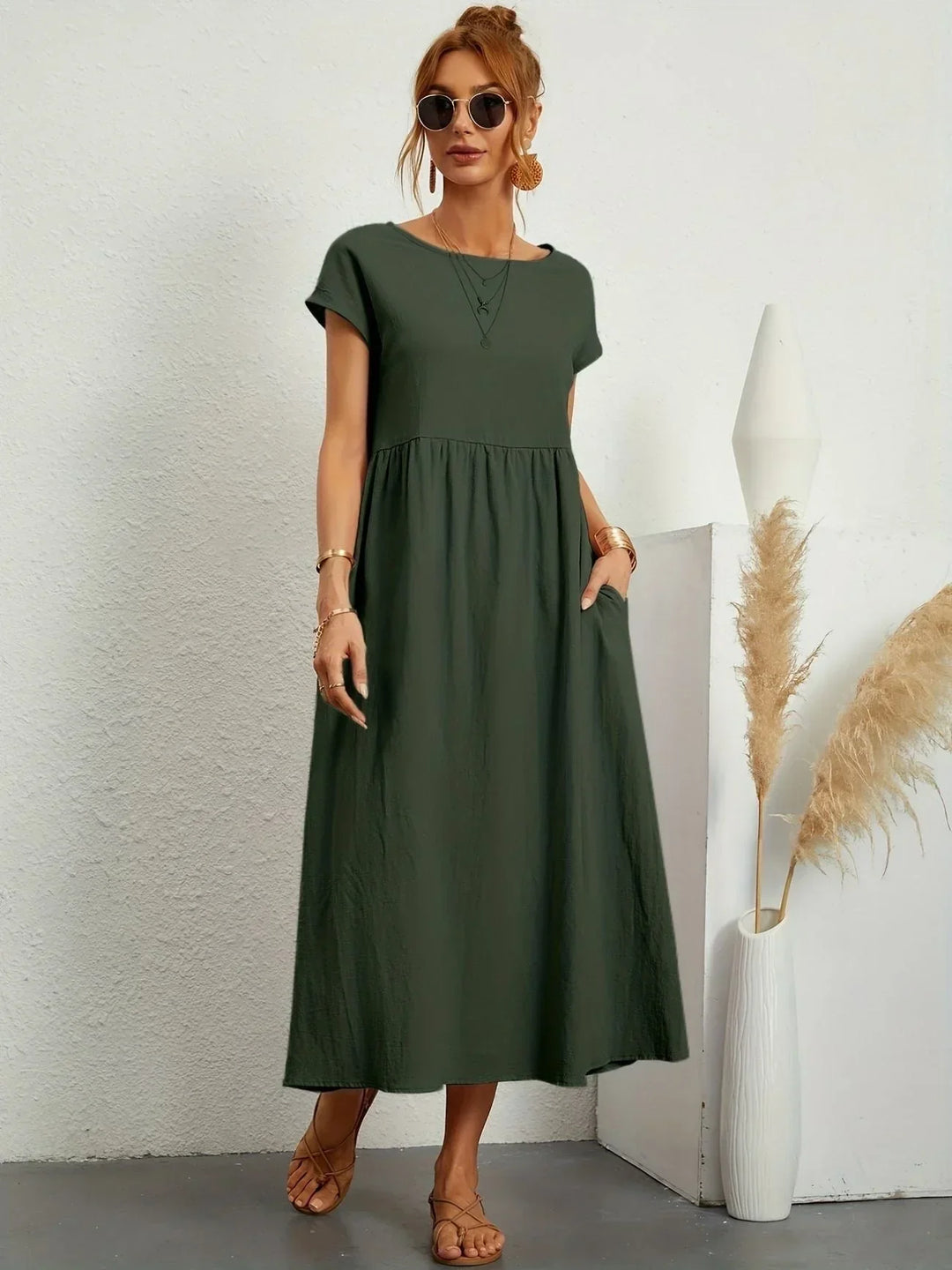 Robe Longue Ample Femme Coton Lin Été