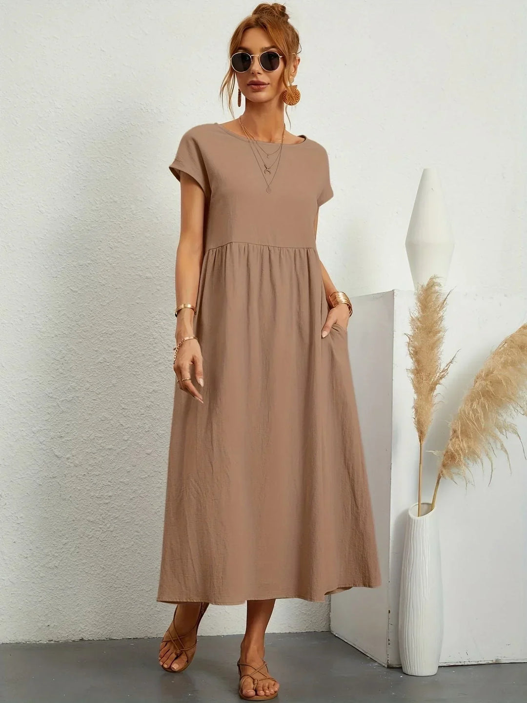 Robe Longue Ample Femme Coton Lin Été