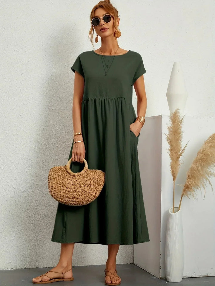 Robe Longue Ample Femme Coton Lin Été