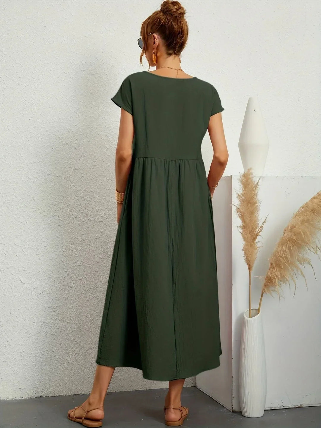 Robe Longue Ample Femme Coton Lin Été
