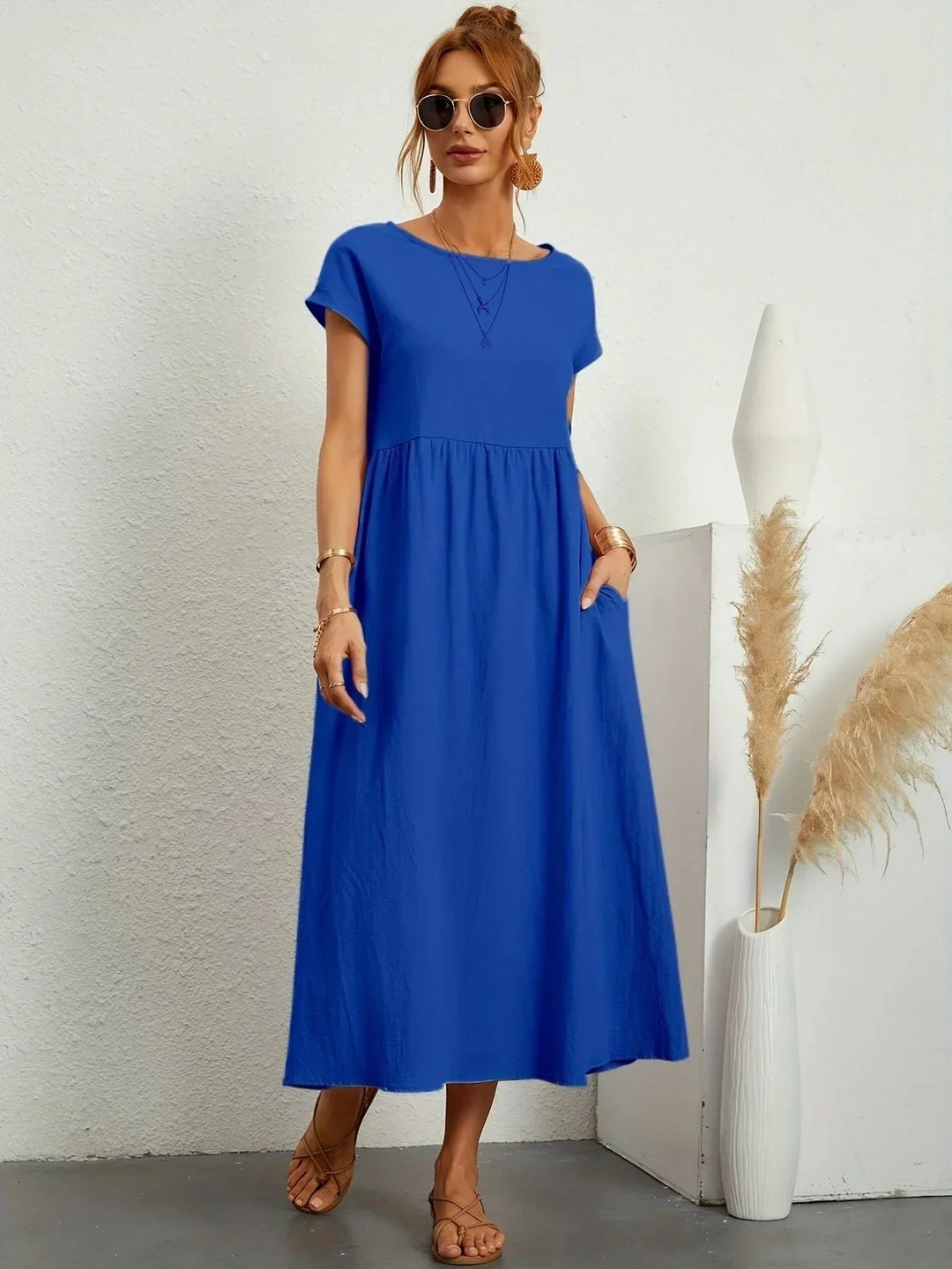 Robe Longue Ample Femme Coton Lin Été