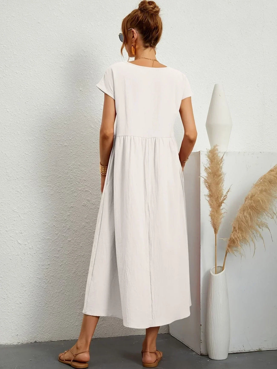 Robe Longue Ample Femme Coton Lin Été