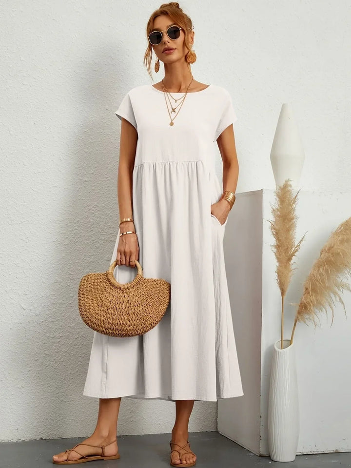 Robe Longue Ample Femme Coton Lin Été