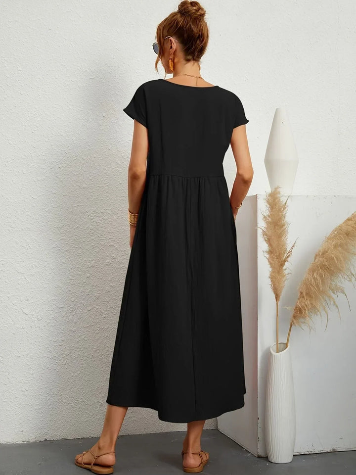 Robe Longue Ample Femme Coton Lin Été