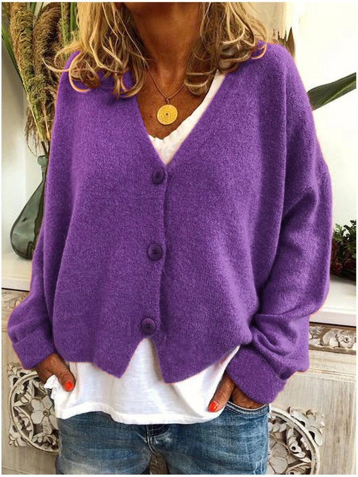 Women's Relaxed-Fit V-Neck Button-Down Cardigan