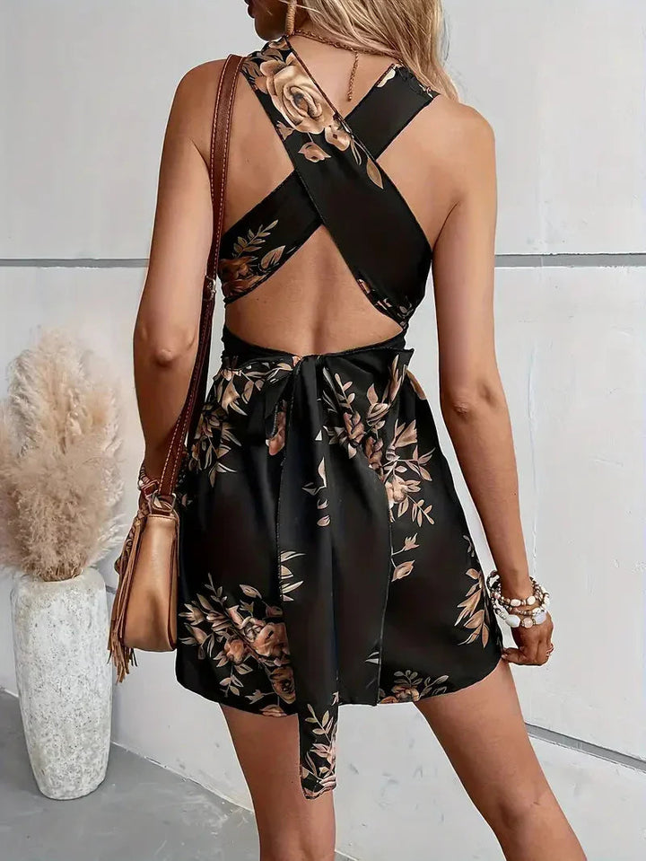 Combishort Fleuri Femme Croisé Été