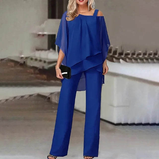 Women's Off-the-Shoulder Top and Wide-Leg Pants Set