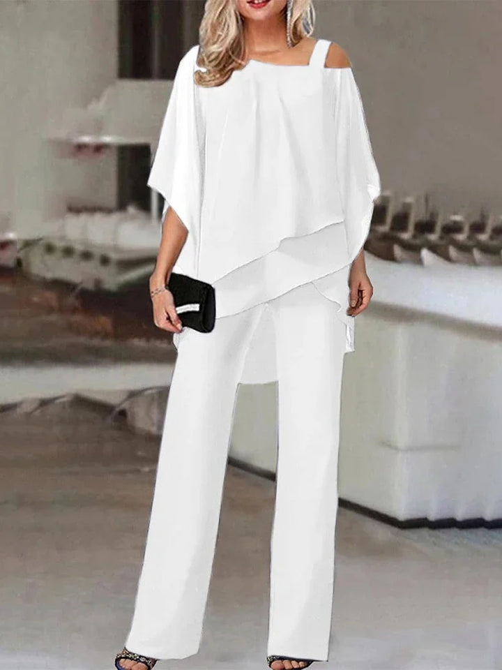 Women's Off-the-Shoulder Top and Wide-Leg Pants Set