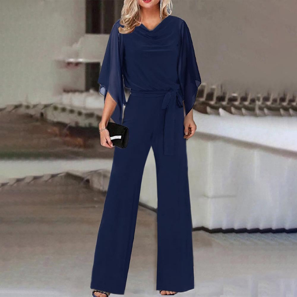 Combinaison Élégante Pour Femme à Jambes Larges et Manches Volantées