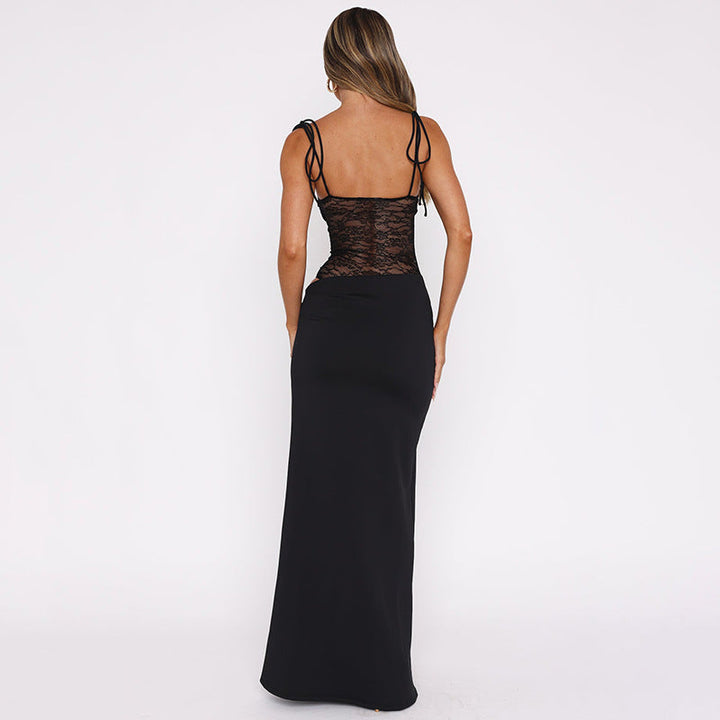 Robe Maxi Femme Bandeau Dentelle Ajustée