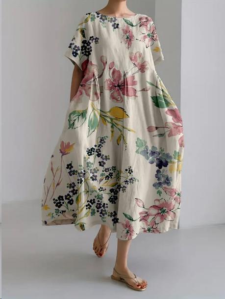 Robe Longue Bohème Coton Lin Femme Été