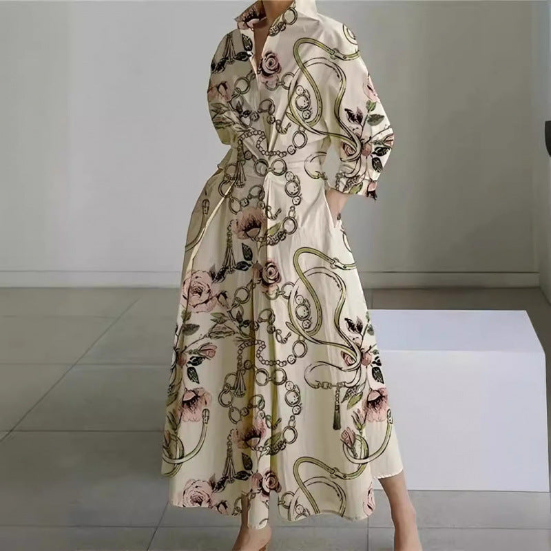 Robe Maxi Femme Cache-Cœur Col Chemise