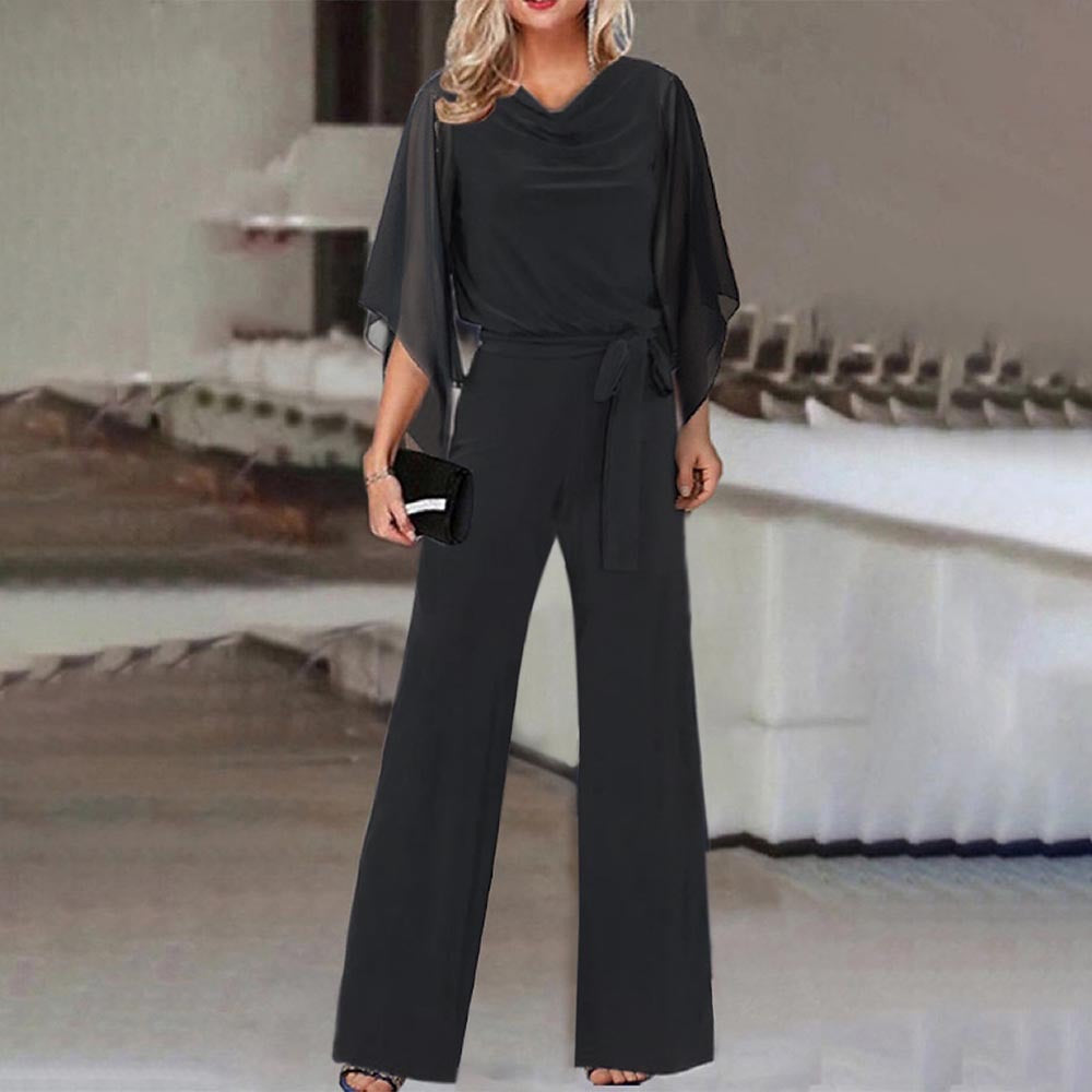 Combinaison Élégante Pour Femme à Jambes Larges et Manches Volantées