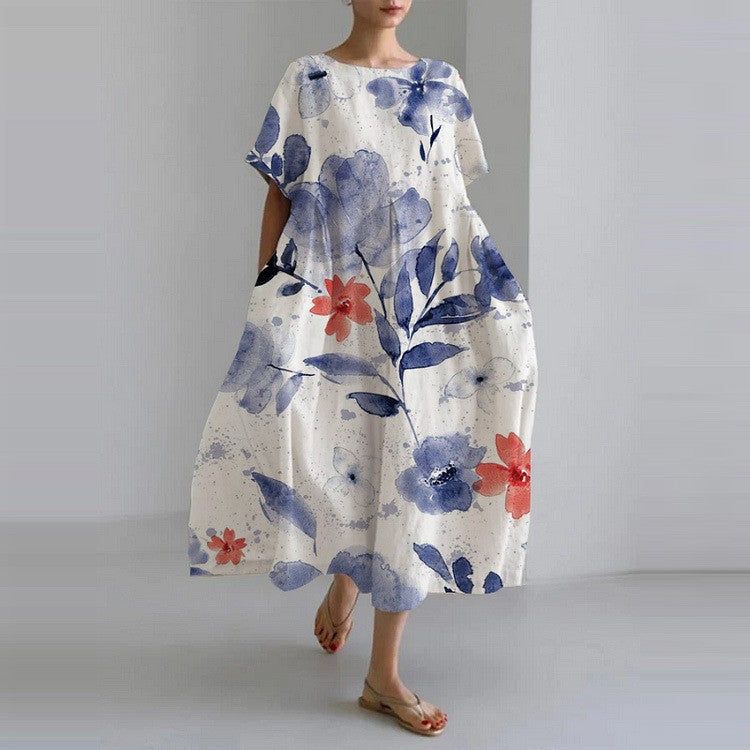 Robe Longue Bohème Coton Lin Femme Été