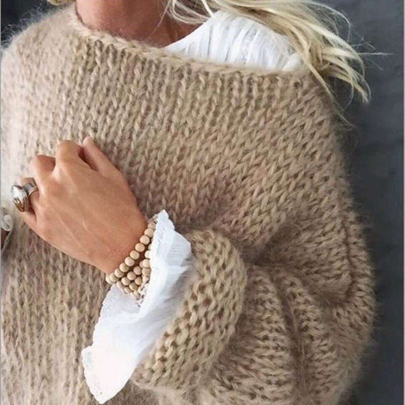 Women's Fuzzy Knit Off-the-Shoulder Pullover