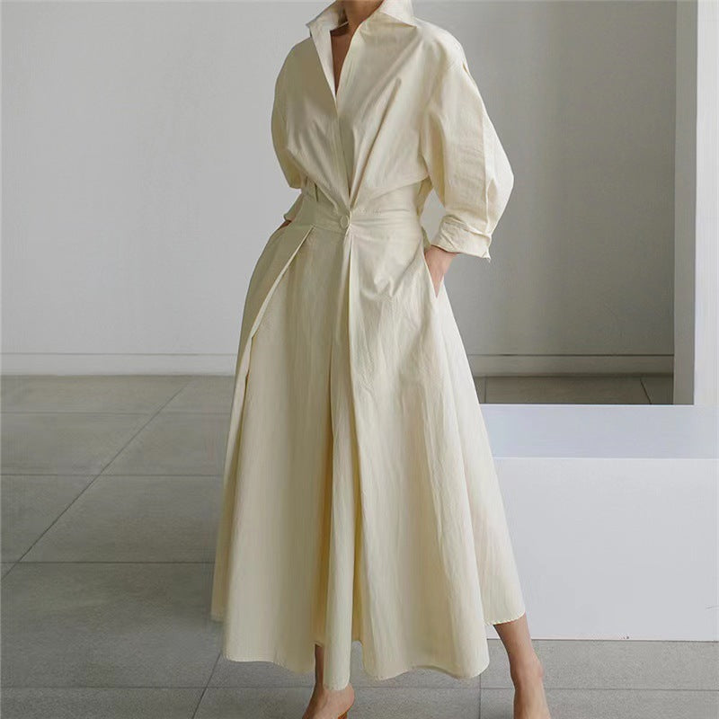 Robe Maxi Femme Cache-Cœur Col Chemise