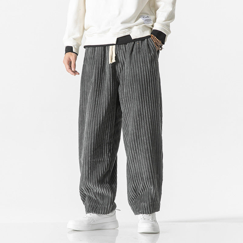 Pantalon Large en Velours Côtelé Pour Homme Coupe Décontractée