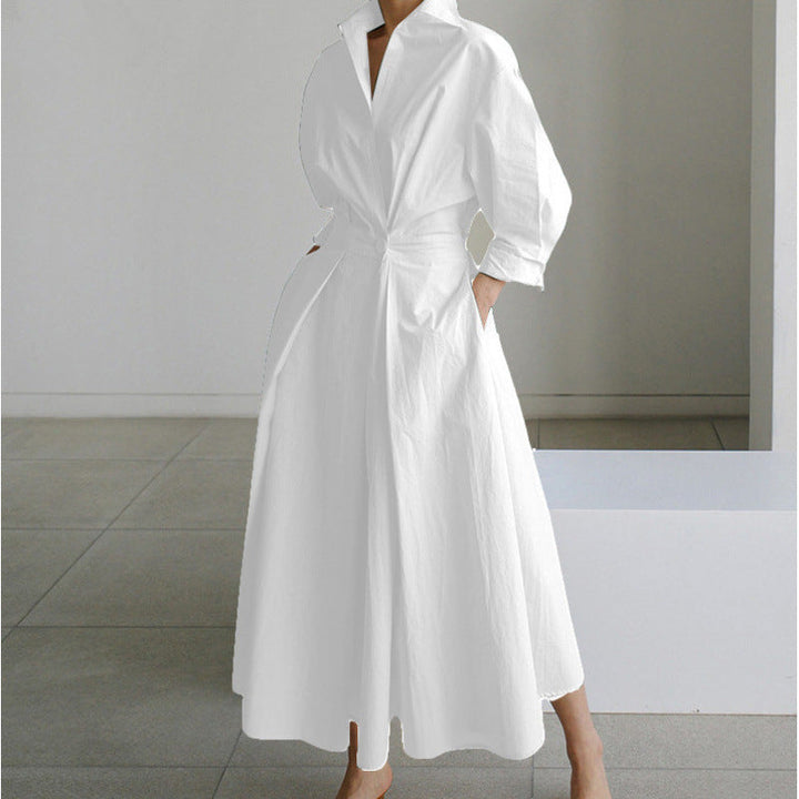Robe Maxi Femme Cache-Cœur Col Chemise