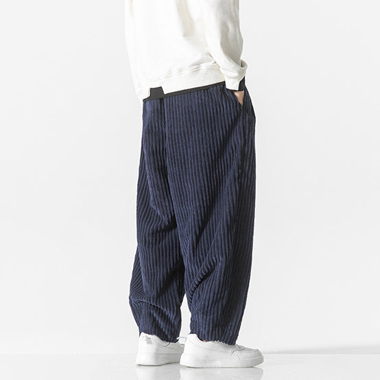 Pantalon Large en Velours Côtelé Pour Homme Coupe Décontractée