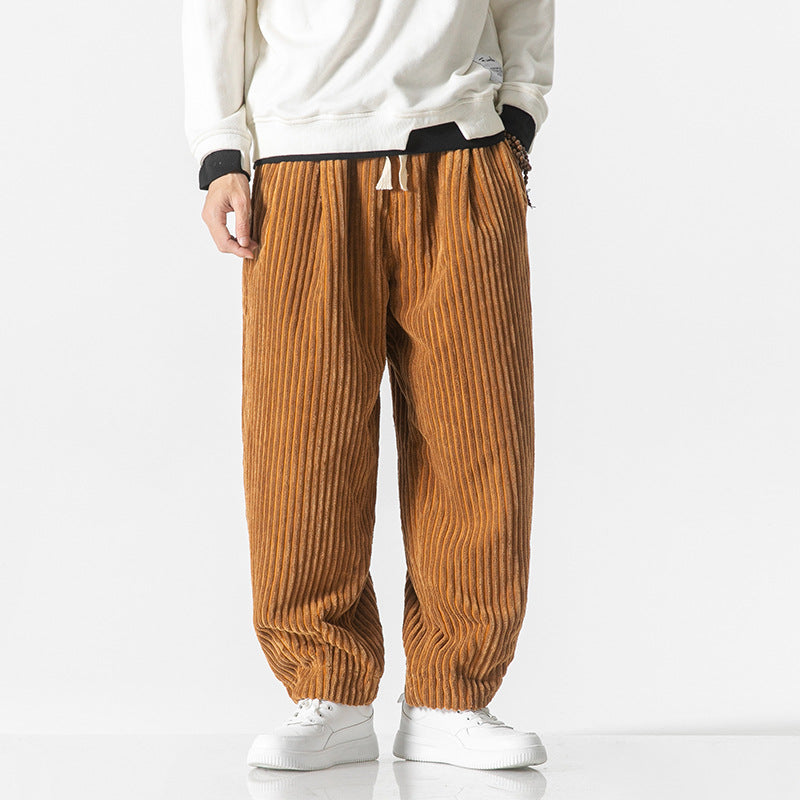 Pantalon Large en Velours Côtelé Pour Homme Coupe Décontractée