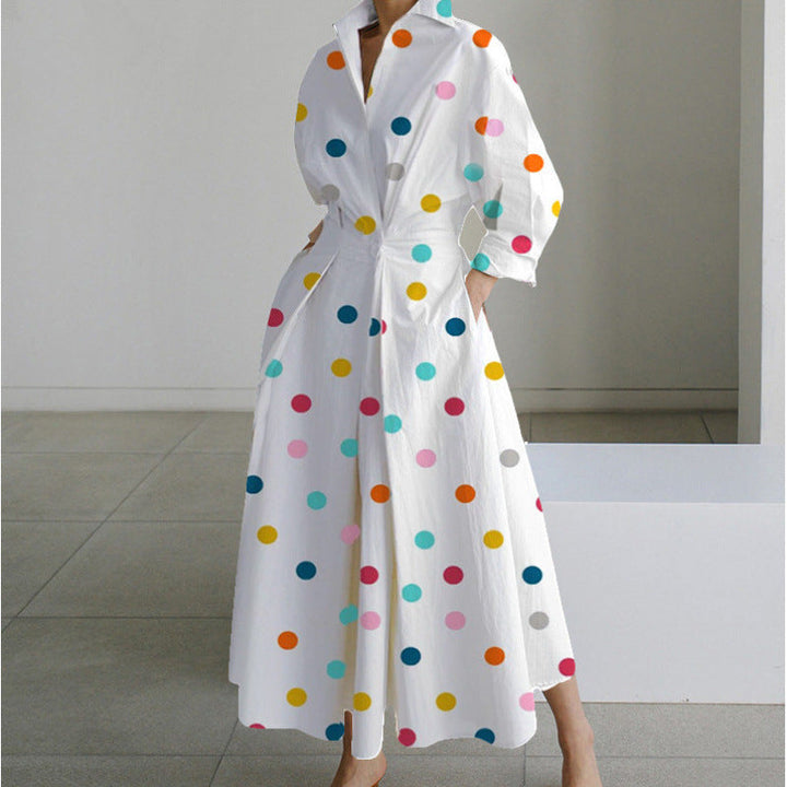 Robe Maxi Femme Cache-Cœur Col Chemise