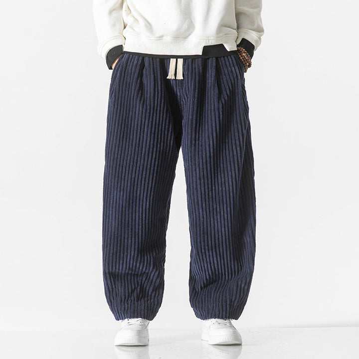 Pantalon Large en Velours Côtelé Pour Homme Coupe Décontractée