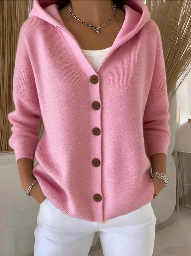 Cardigan à Capuche Boutonné et Imprimé Pour Femme