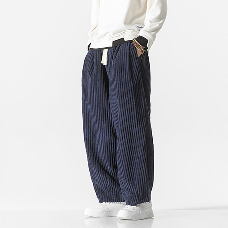 Pantalon Large en Velours Côtelé Pour Homme Coupe Décontractée
