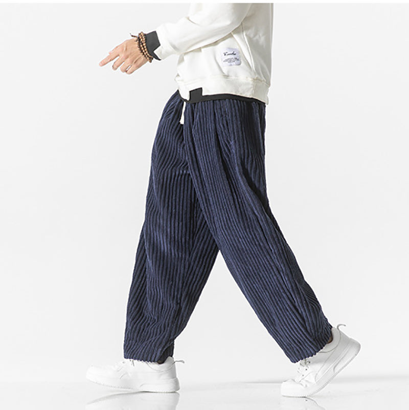 Pantalon Large en Velours Côtelé Pour Homme Coupe Décontractée